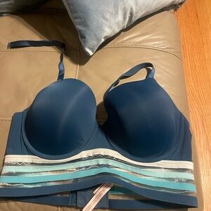 Victoria's Secret Teal and White Striped Bra